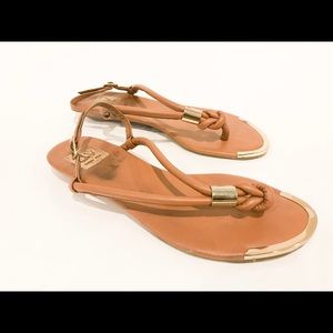Dolce Vita gold capped cognac sandals